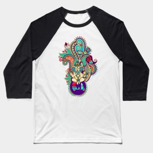 Ganesh Elephant God Paisley and TukTuk Baseball T-Shirt